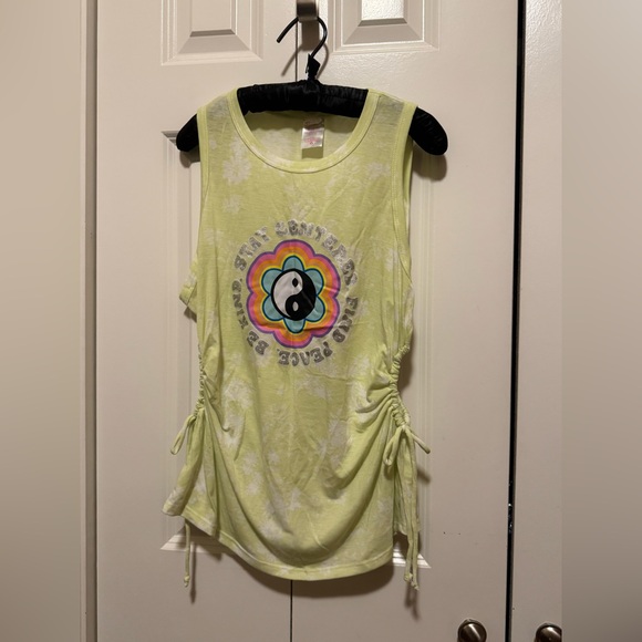 No Boundaries Other - No Boundaries XL 15/16 Yellow Yin Yang Graphic Tank w Side Cutouts Drawstring